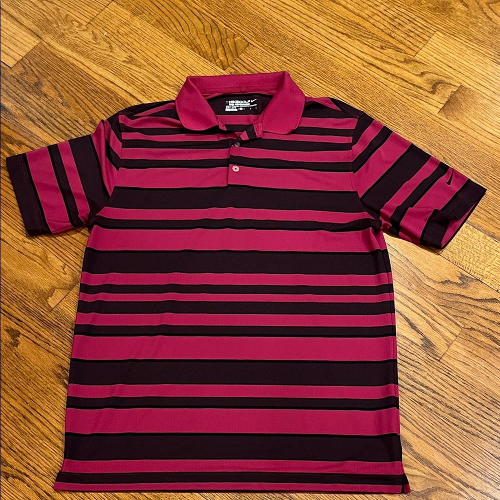 Nike Golf Polo Shirt in Burgundy and Black dri-fit men size XL